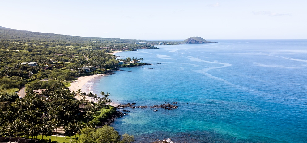 aerial of the coast of maui