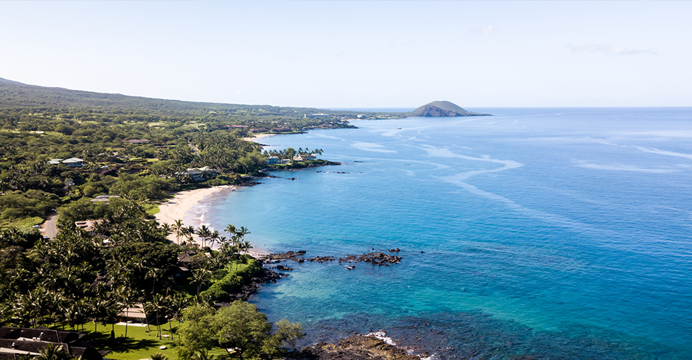 aerial of the coast of maui