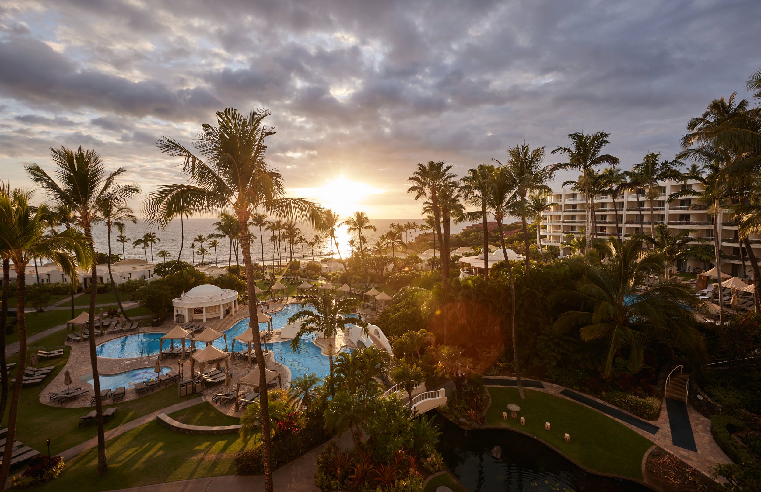 aerial of kea lani, pool, and ocean