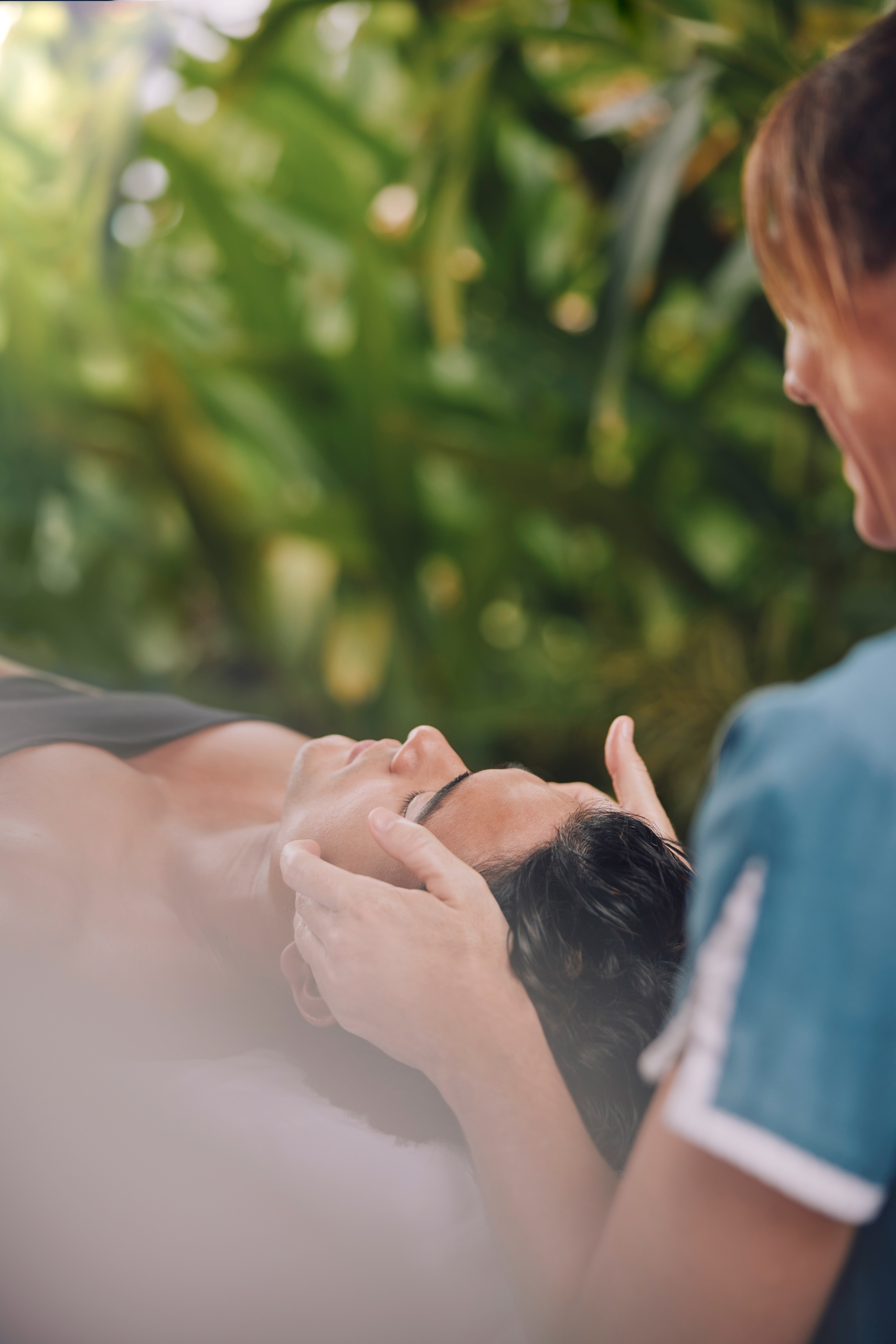 man getting a head massage