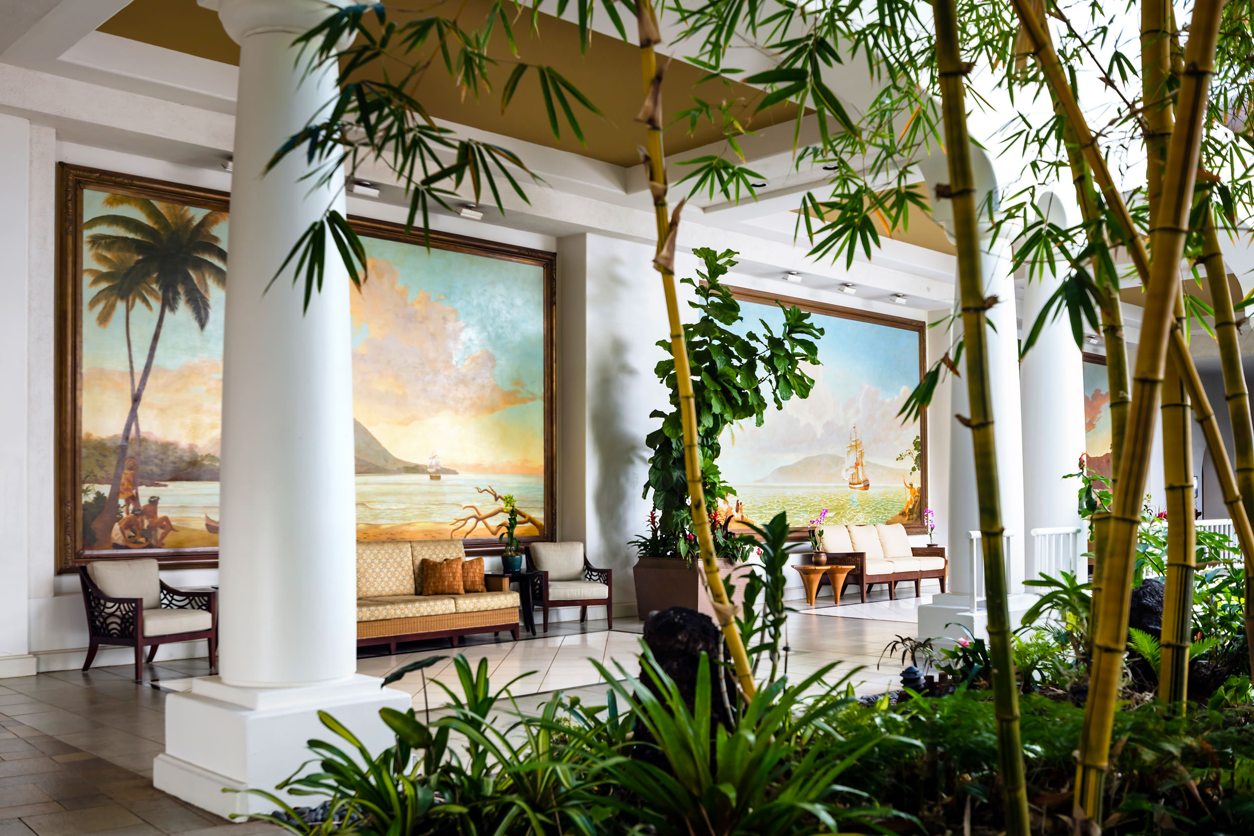 lobby garden with seating areas