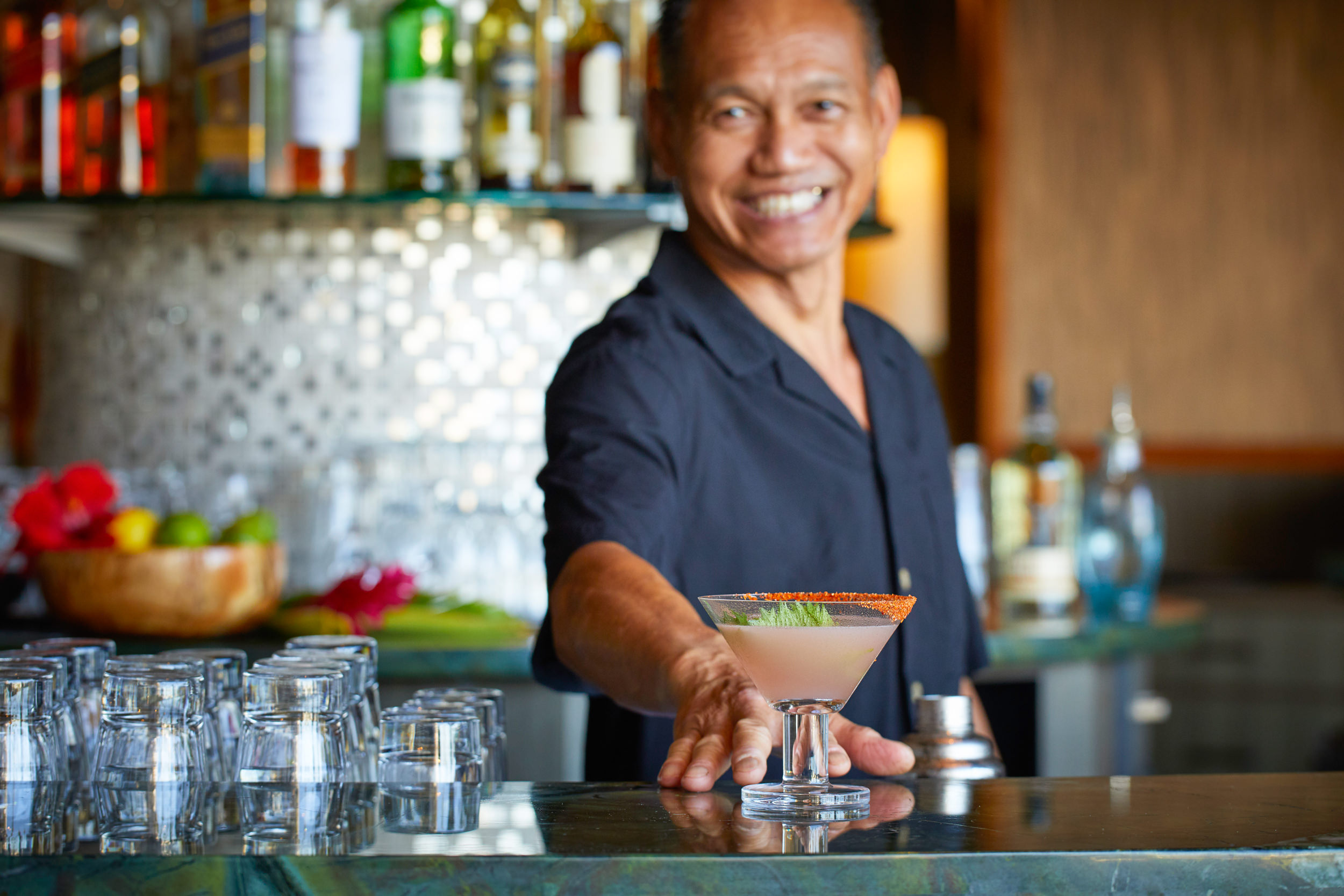 bartender serving cocktail