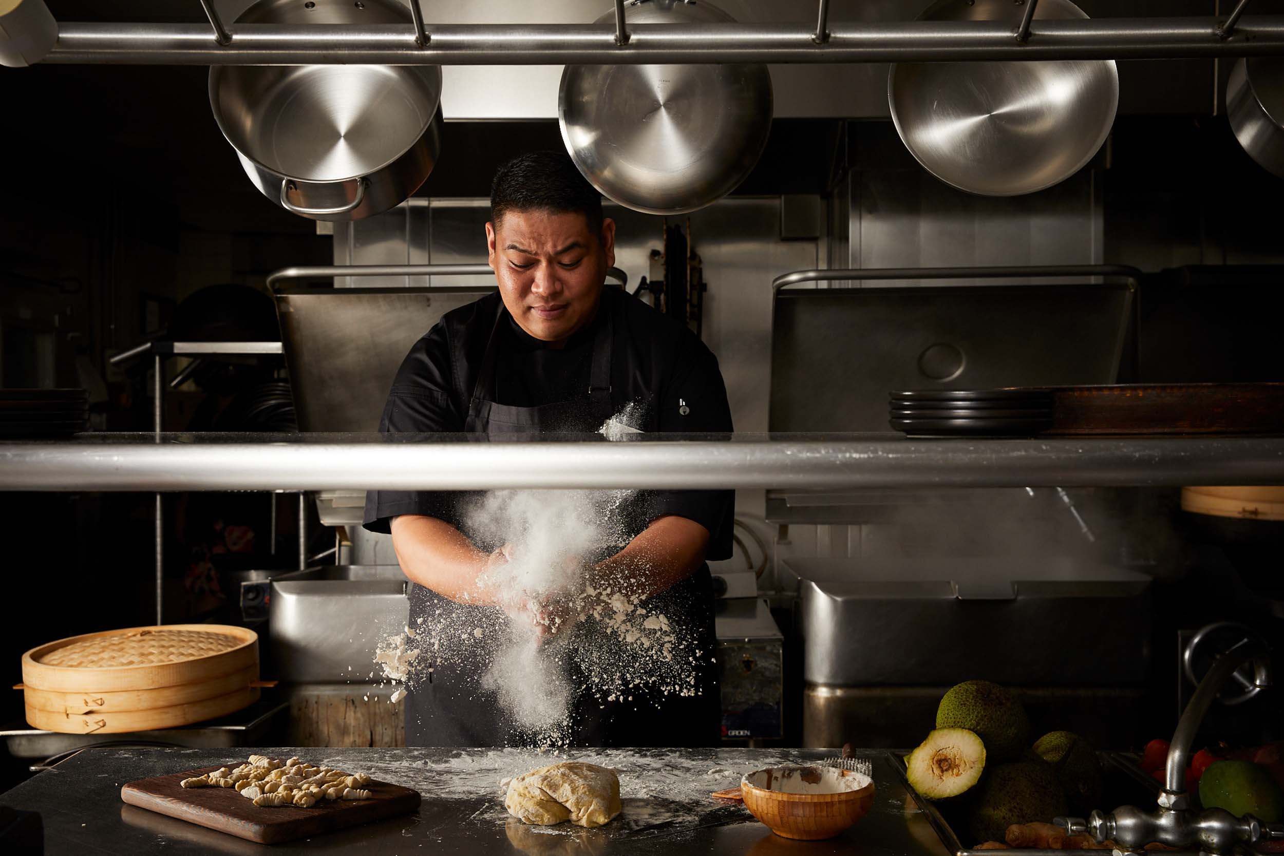 a chef making dough