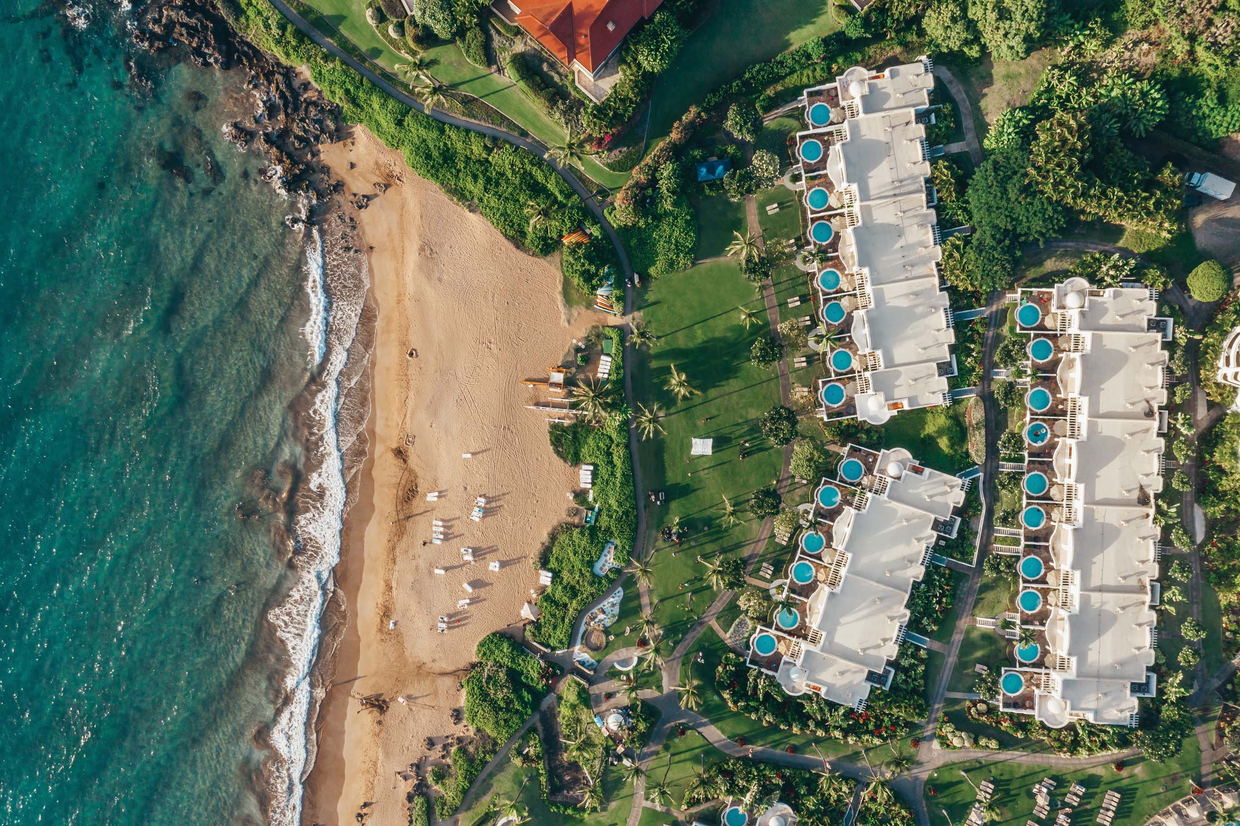 Aerial of the villas at fairmont kea lani