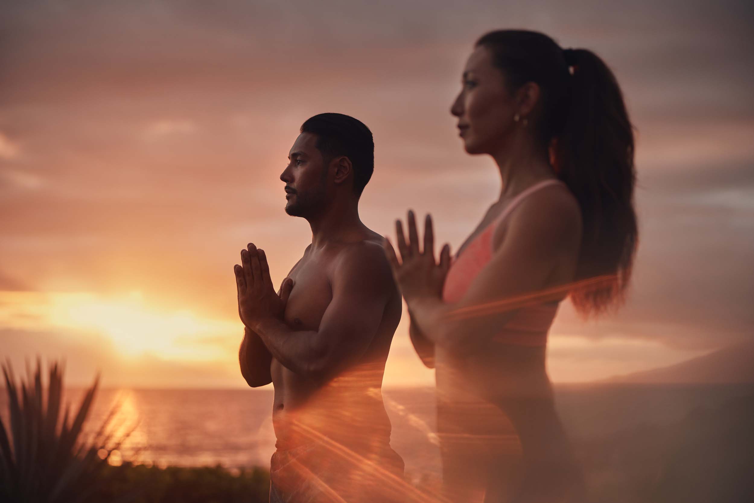 two people meditating