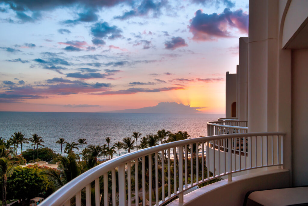 view of sunset from a balcony