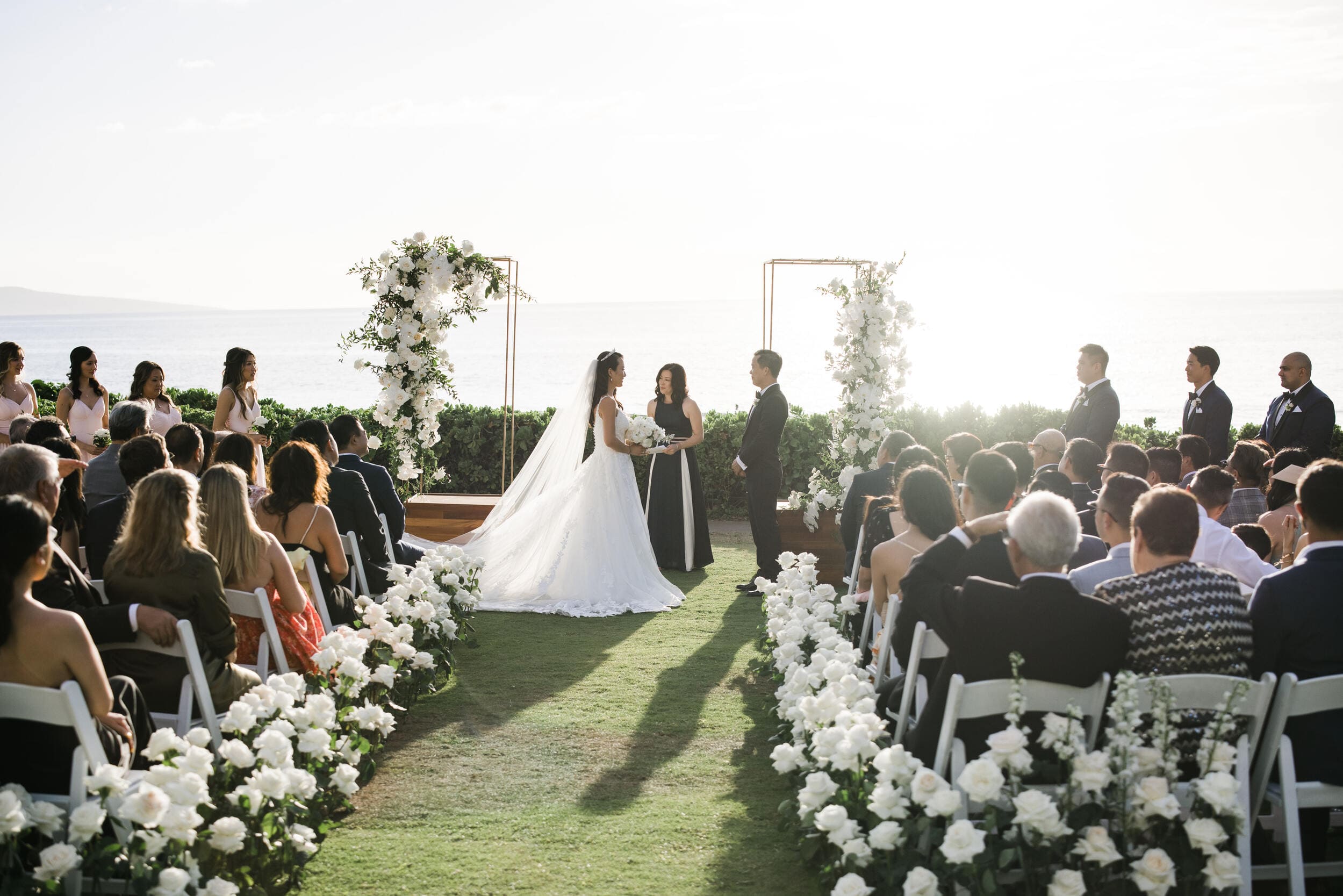 wedding ceremony with ocean in the background