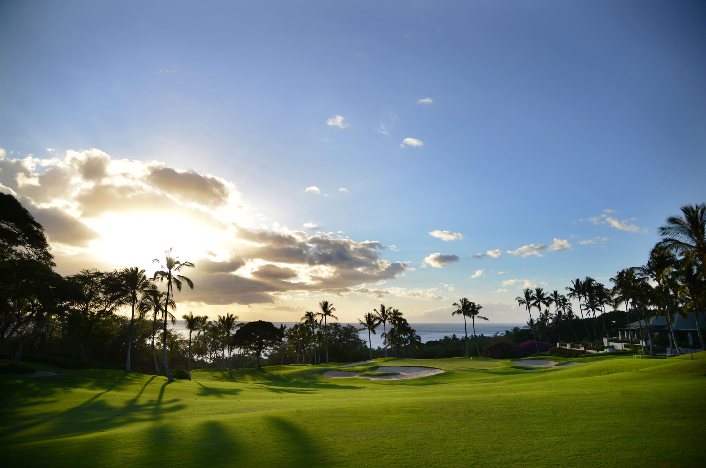 golf course at sun down